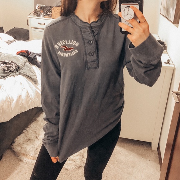 Y2K Button thermal long Sleeve Top Shirt D - Picture 4 of 6